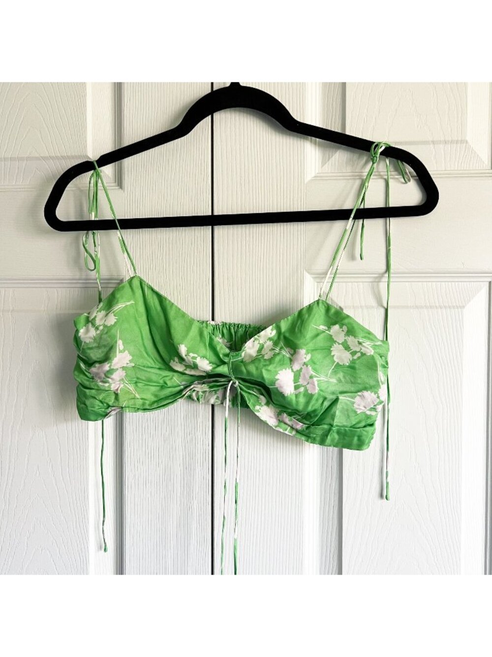 Third Form Lime Green White Rolling Fields Tie Up Bra Women's Size 8